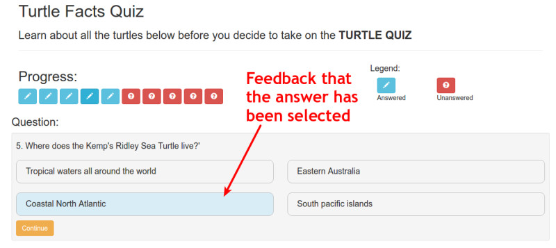 Quiz question answer feedback
