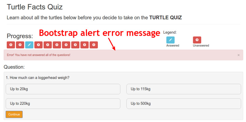 bootstrap alert error message