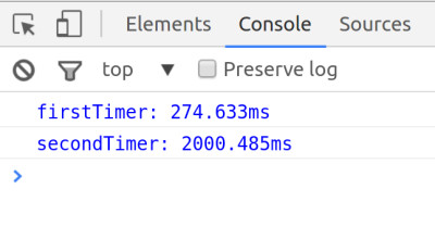 second timer console output