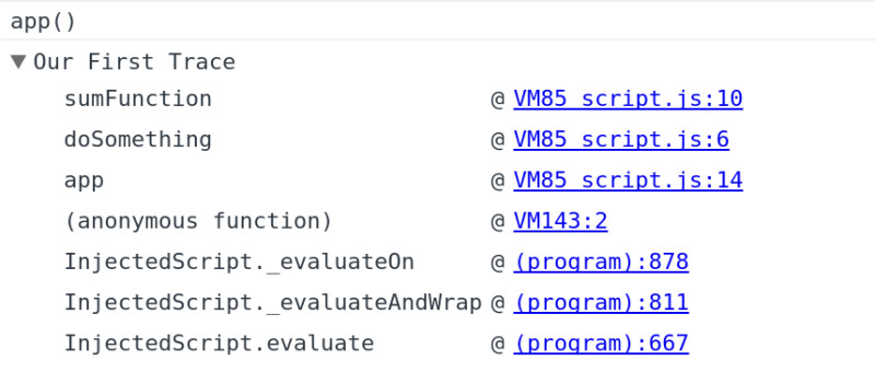 Slightly different call stack from console.trace