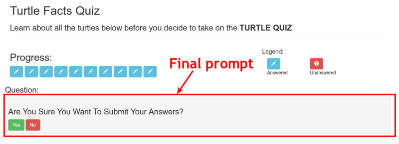 end of quiz prompt