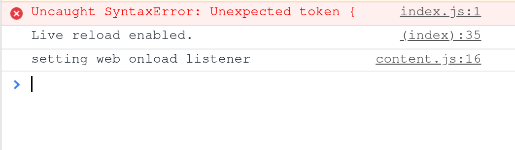 Unexpected Token Console Error