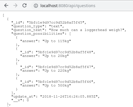 Unwanted Id property in the questions